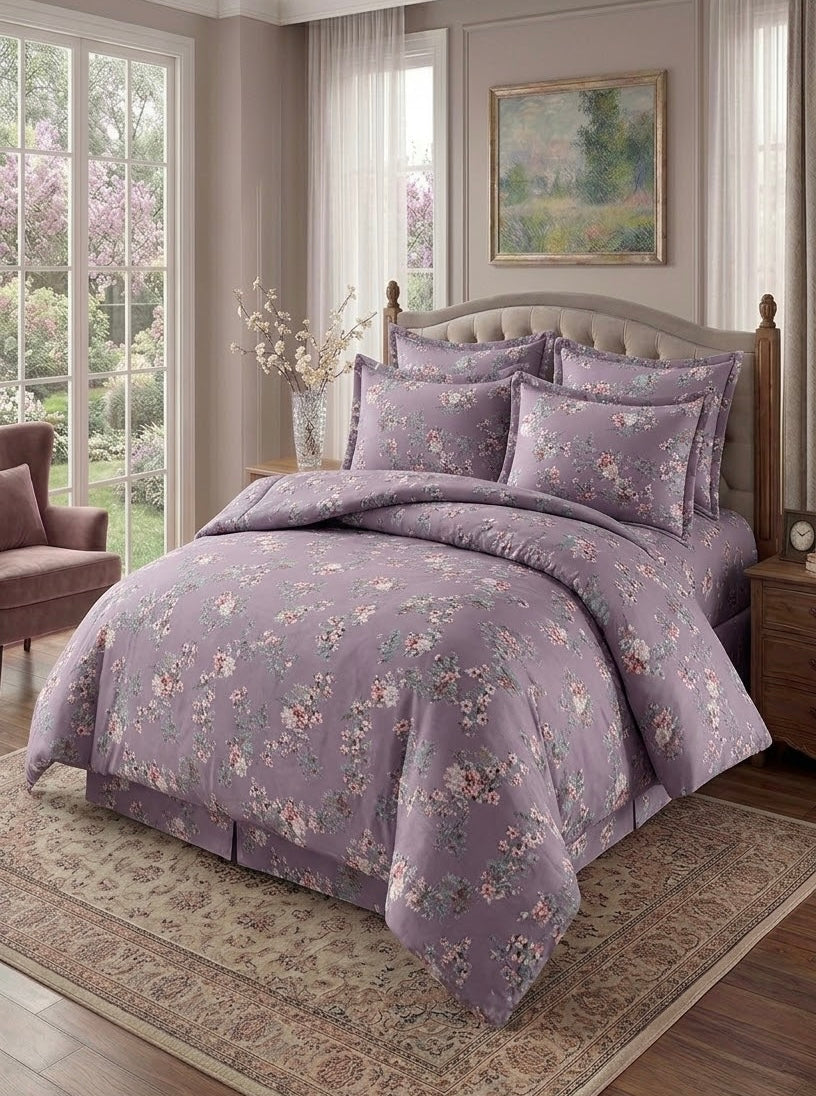 Duvet Set-Light Purple Floral 6-Pcs