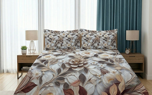 3D Bedsheet- D15 Brown Straw