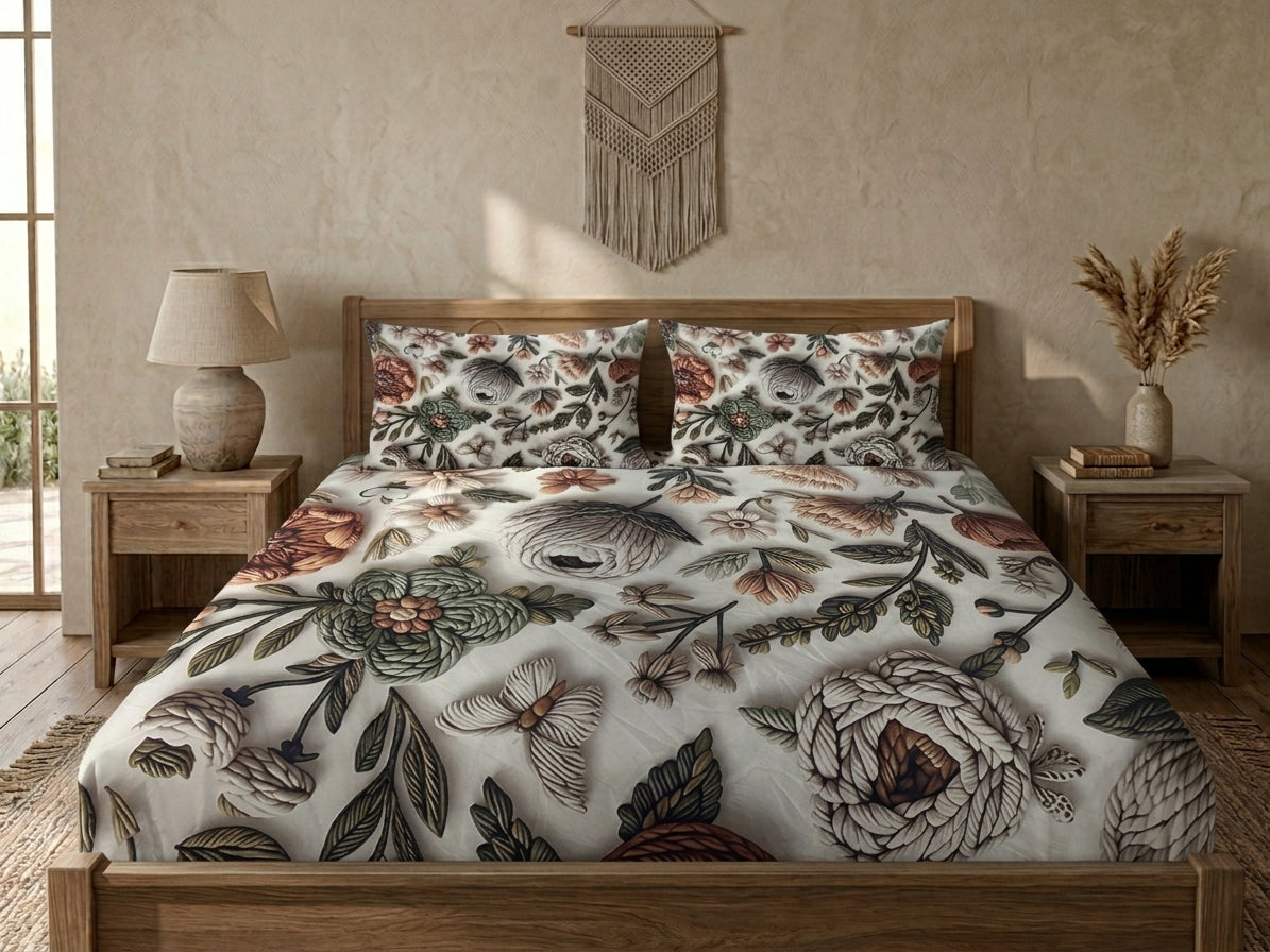 3D Bedsheet- Floral Pastel