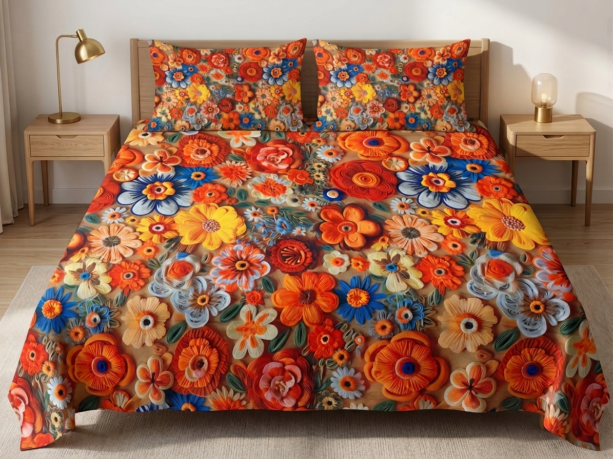 3D Bedsheet- Flower Bunch