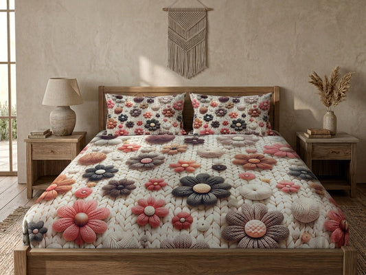 3D Bedsheet- Emb Floral Beige