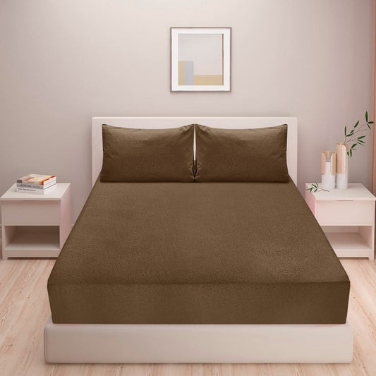 Mocha Brown- Fitted Sheet Set - King Cotton Punch